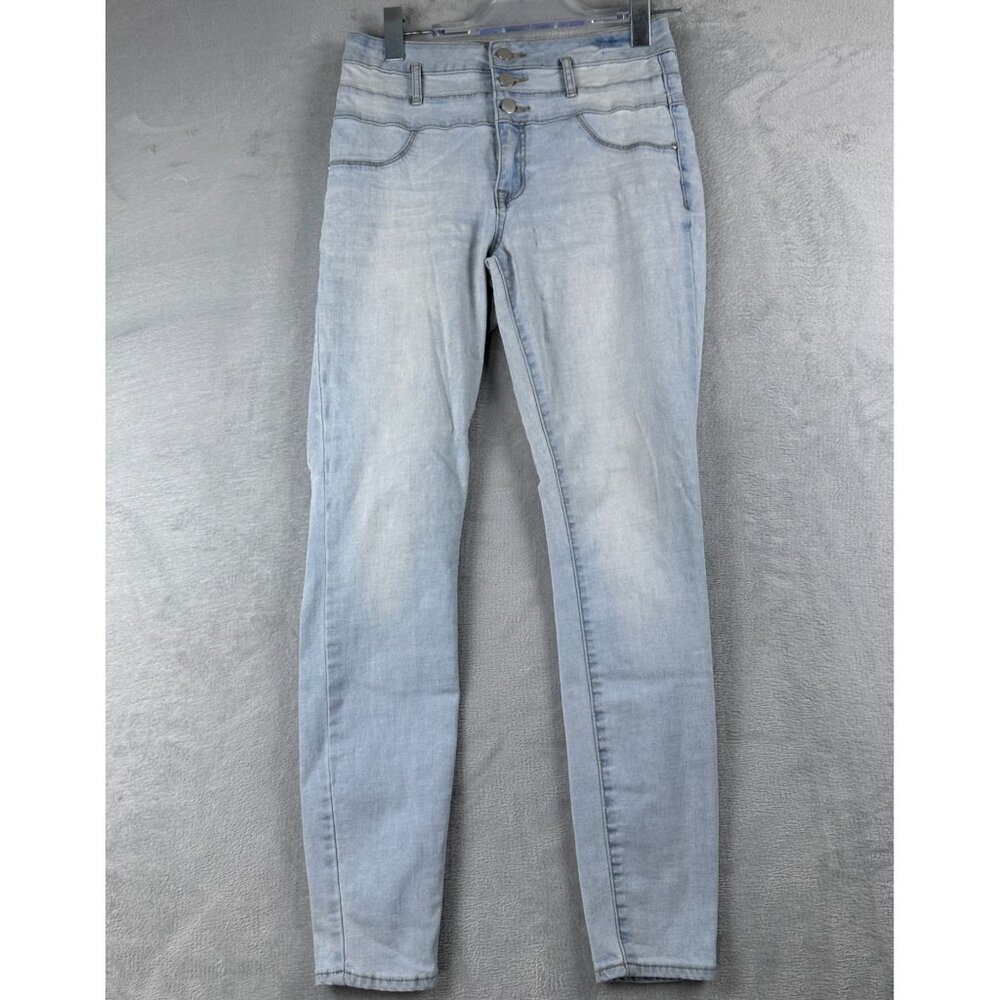 Refuge High Waist Skinny Jeans Womens Size 6 Mid Rise Button Fly Light Wash Blue